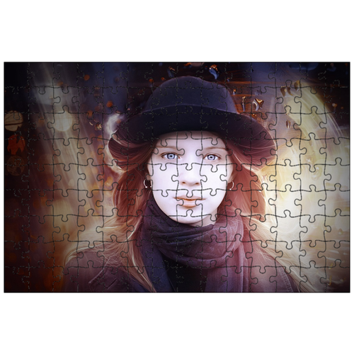 фото Магнитный пазл 27x18см."портрет, девушка, шляпа" на холодильник lotsprints