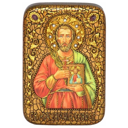 Икона Святой мученик Евгений Севастийский, Литография,15 см