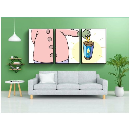 фото Набор модулных постеров для интерьера "аллигатор, шапка, санта" 60x90 см. в тубусе, без рамки lotsprints