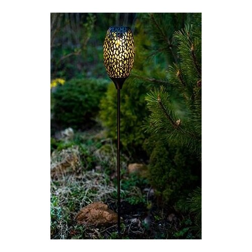 Садовый светильник фонарь Solar вечернее кружево на солнечной батарее, антрацитовый, 5 тёплых белых микро LED-огней, 94 см, Kaemingk (Lumineo) 895697-антрацит