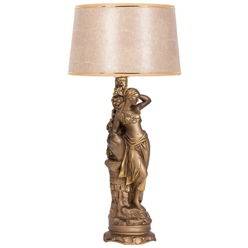 Настольная лампа BOGACHO Девушка с кувшином бронзовая с жемчужным абажуром Тюссо