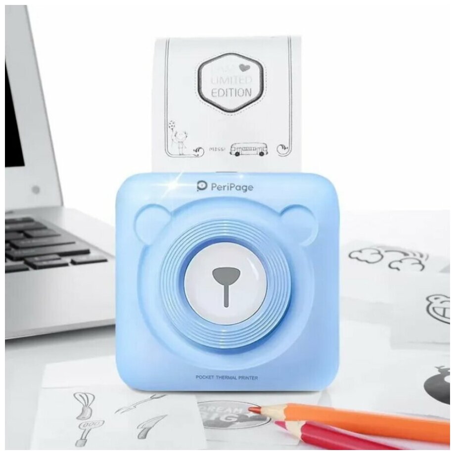 Компактный термопринтер Peripage А6 печатающий на кассовой ленте белый