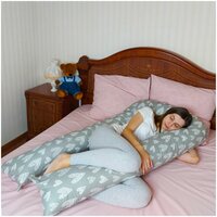 Подушка для кормящих и беременных, подушка - обнимашка ДомВелл форма "Комфорт U" + наволочка 140*80