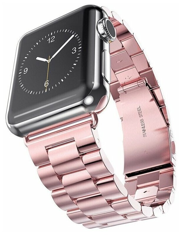Стальной ремешок для Apple Watch 42/44/45/49 мм, Розовое золото / Стальной браслет для Apple Watch 42/44/45/49 мм Розовое золото