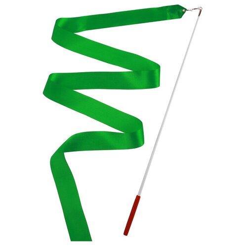фото Лента гимнастическая с палочкой, 4 м, цвет зеленый grace dance