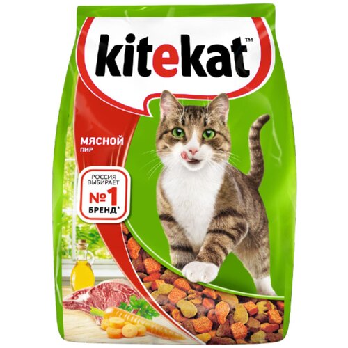 Сухой корм для кошек Kitekat Мясной Пир 350 г kitekat сухой корм для кошек мясной пир 1050 гр сухой корм китикет для взрослых кошек 3 шт по 350 гр