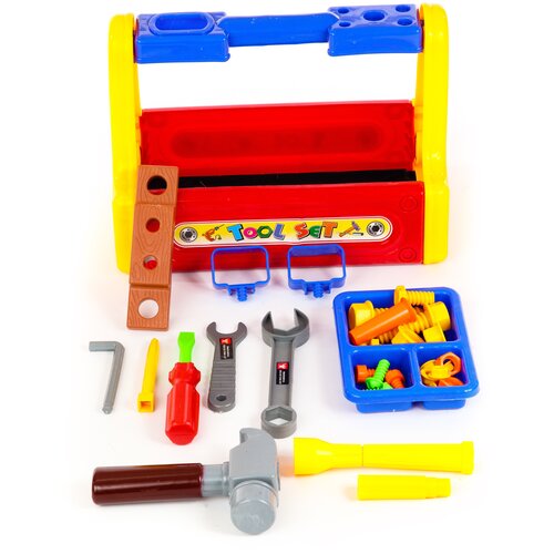 фото Набор детских игрушечных инструментов/детская мастерская/игровой набор инструментов в ящике с ручкой smtoys
