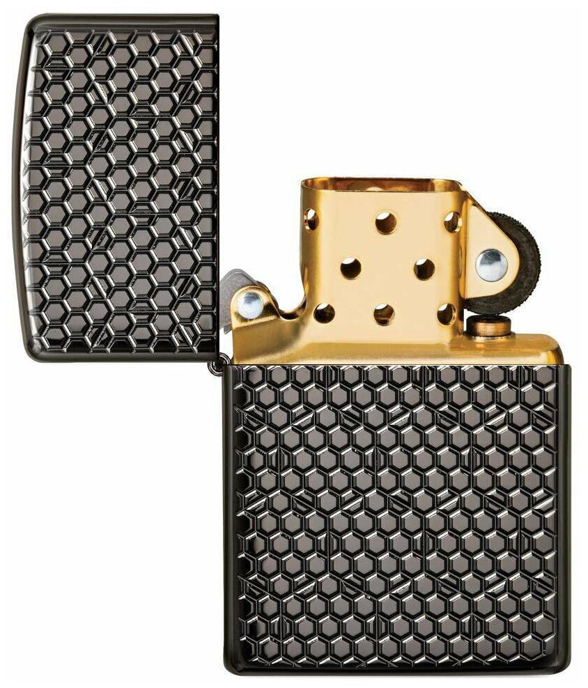 Зажигалка Zippo 49021 Бензиновая Armor Black Ice Hexagon Design - фотография № 2