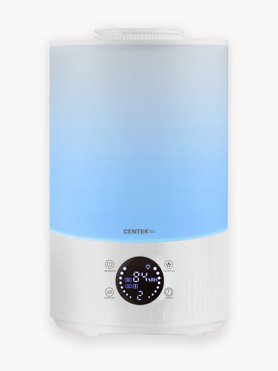Ультразвуковой увлажнитель воздуха Centek CT-5104: с подсветкой, сенсорное управление, 2.8 л, белый