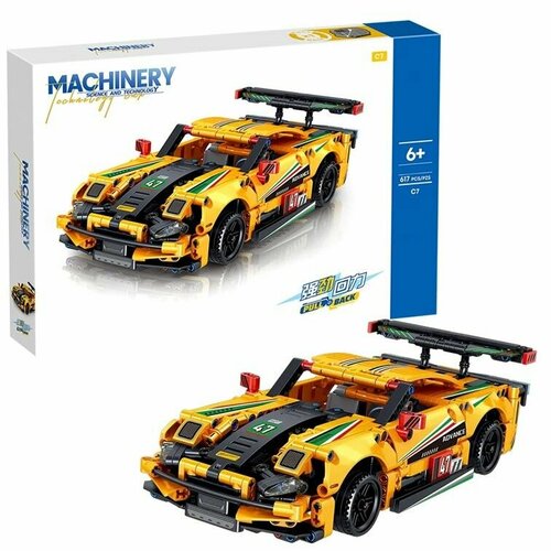 QL1247 Конструктор Technic Chevrolet Corvette C7, спортивная машина Техник Шевроле Корвет C7 617 деталей с инерционным механизмом