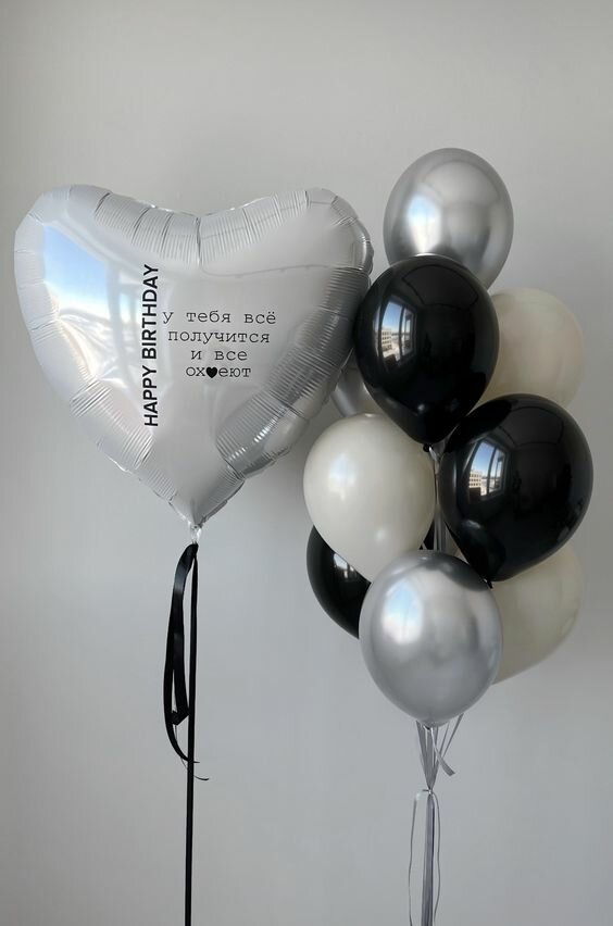 Набор воздушных шаров на день рождения, сердце с надписью