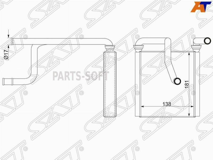 SAT ST-HD75-395-0 Радиатор отопителя салона HONDA FIT/JAZZ GD1-4 01-07 5D