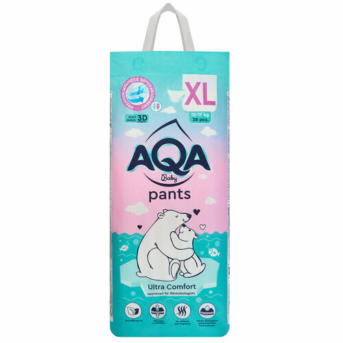 AQA Baby Ultra Comfort Трусики-подгузники XL12-17кг 38 шт 1620₽