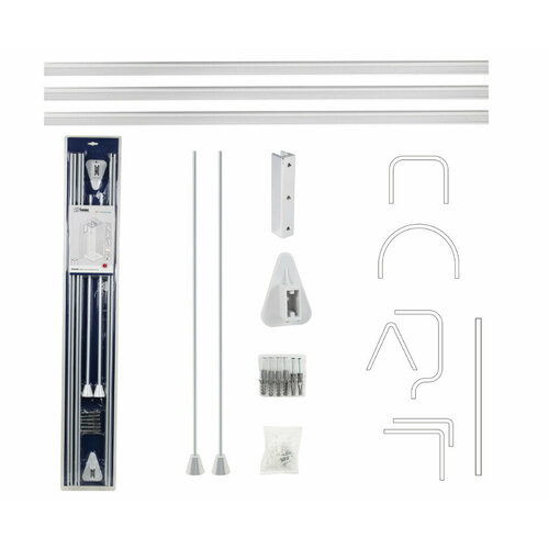 Карниз для ванной GFmark 100011 белый угловой универсальный с гибкой перекладиной 3705₽