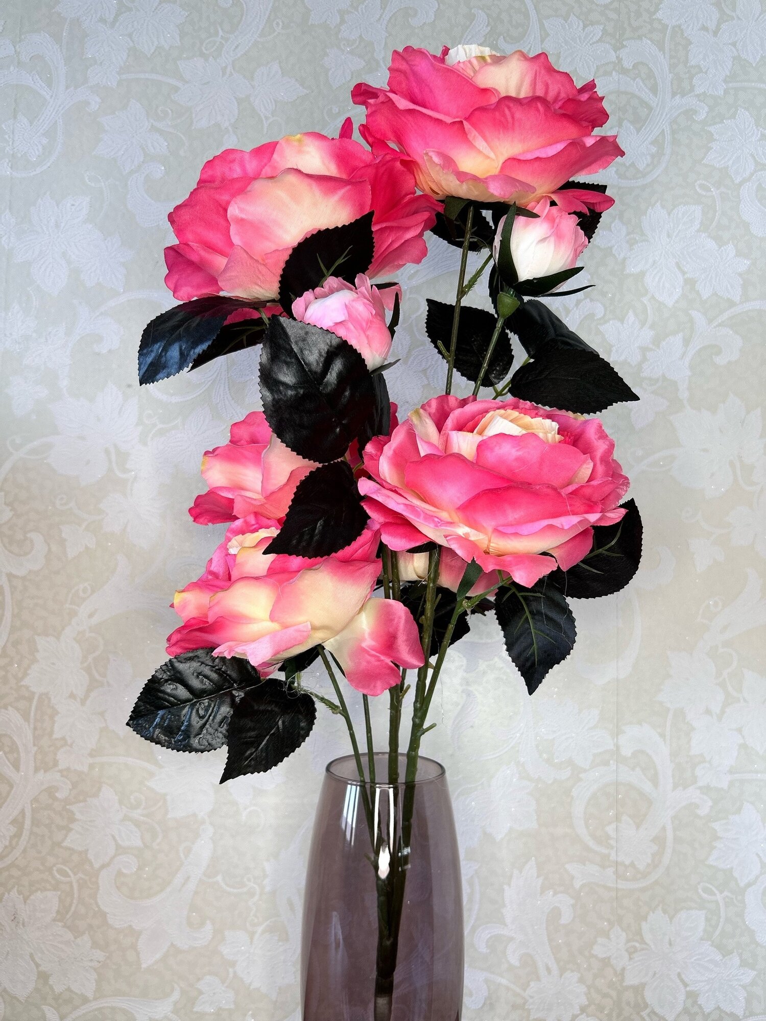 Розы Гиганты Розово-белые, искусственные цветы, Декор для дома