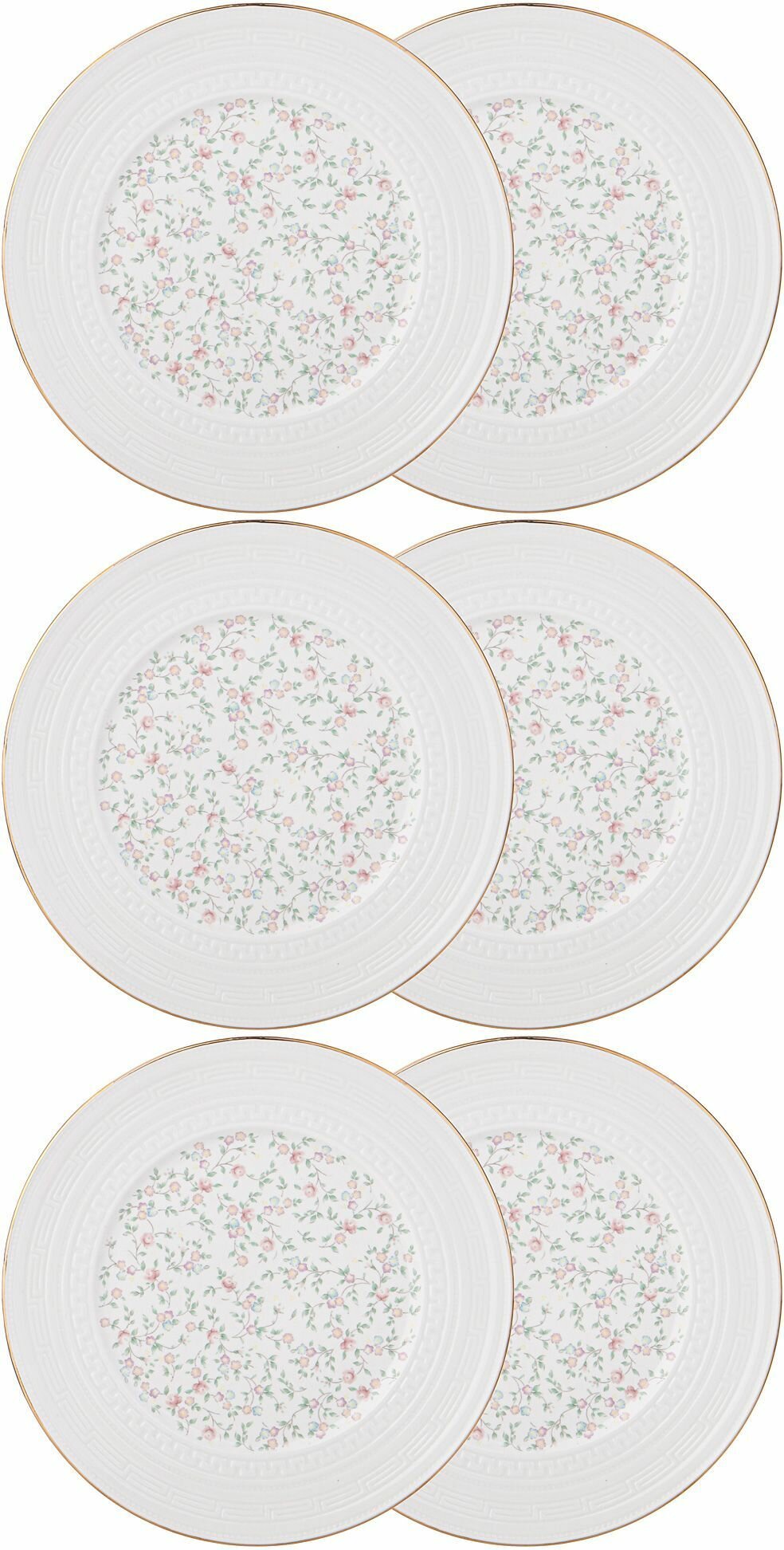 Набор тарелок Десертных Обеденных 20.5 см на 6 персон Lefard Фабьен, фарфор, мелкие закусочные белые, 6 шт