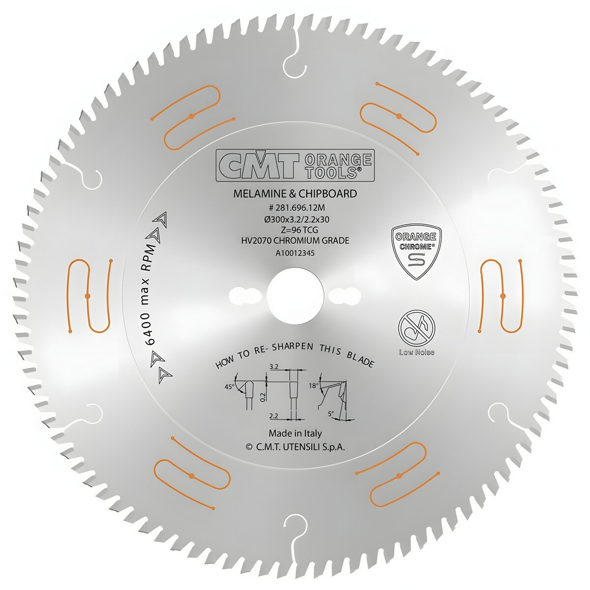 Диск пильный 160 х 20 x 2.2/1,6 мм, TCG 4 град, Z=48 CMT для МДФ и ДСП 281.760.48H