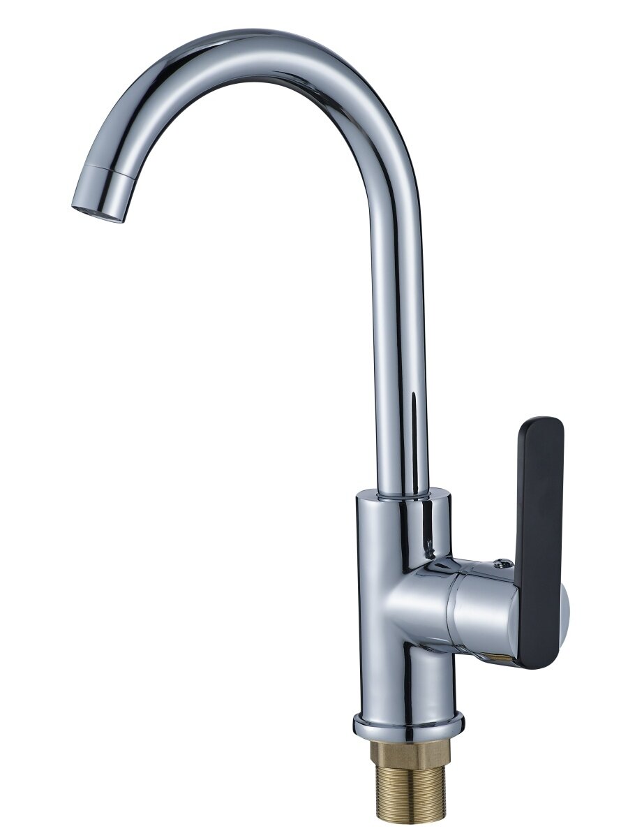 фото Смеситель для кухни на раковину высокий поворотный излив