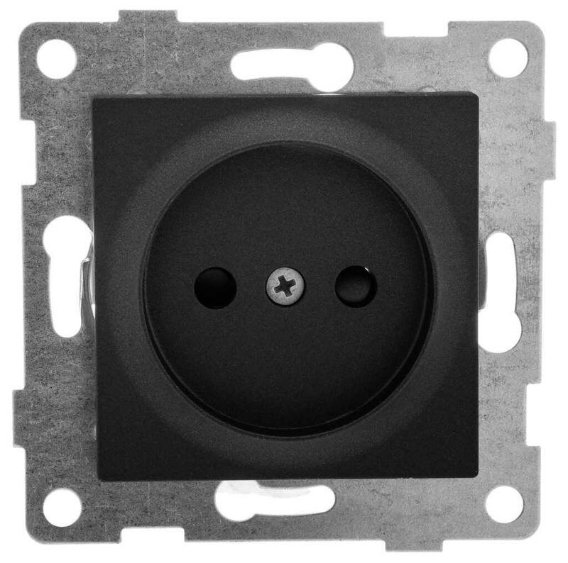 фото Розетка 1-м СП Ugra 16А 250В без заземл. защ. шторки механизм графит GUSI С11Р2-010