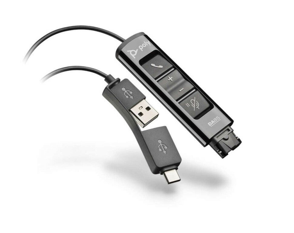 Plantronics DA85 цифровой USB-адаптер для подключения профессиональной гарнитуры к ПК (QD, USB-A+C)