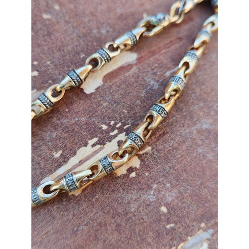 Браслет-цепочка Анастасия Огради мя Господи силою Честного Животворящего Креста Твоего, серебро, 925 проба, золочение, длина 19 см.