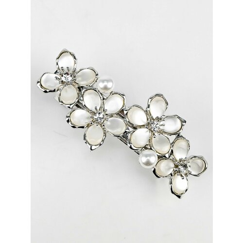 Красивая заколка автомат украшения для волос с жемчугом и стразами автоматическая заколочка для женщин и девочек 329₽