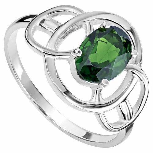 Кольцо Lazurit Online, серебро, 925 проба, родирование, хромдиопсид, размер 20.5, зеленый