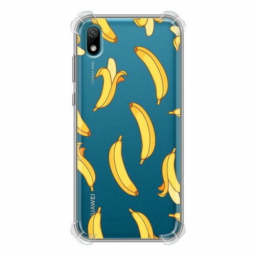Полупрозрачный дизайнерский силиконовый чехол для Huawei Y5 2019 Прозрачные бананы