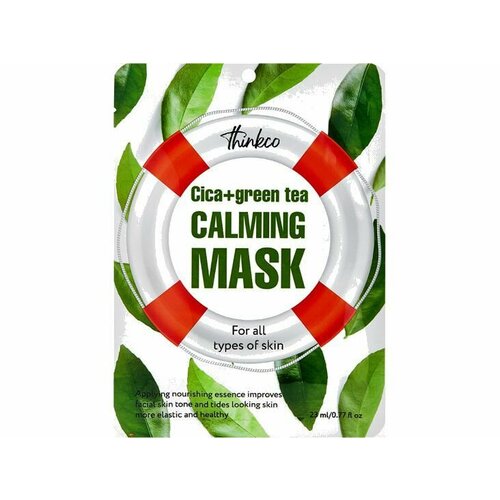 Тканевая маска для лица с центеллой азиатской и зеленым чаем thinkco Cica + Green Tea CALMING MASK книга чая магия пропитанная ядом