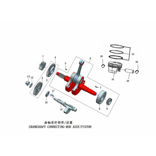 PitBikeClub Поршень в сборе ZS172FMM-7 (CB250RL)