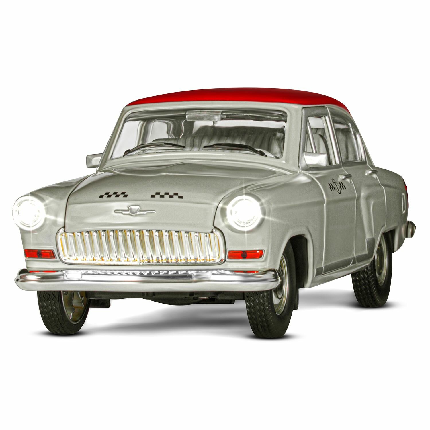 Модель 1:24 Волга ГАЗ-21 "Двухцветная", бежево-коричневый такси Автопанорама