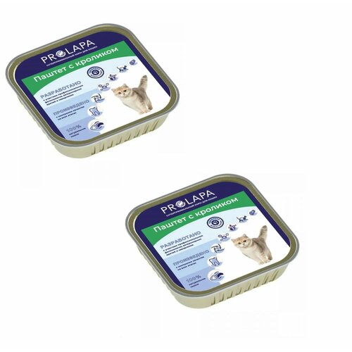 Prolapa Premium Ламистер полнорационный консервированный корм с кроликом, для кошек, 100 г, 2 уп
