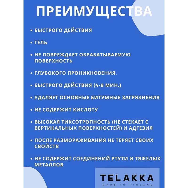 Средство очиститель для удаления битума и гудрона с пола, со стен, очиститель битумных пятен TELAKKA BITUMEN 1кг — фото 1