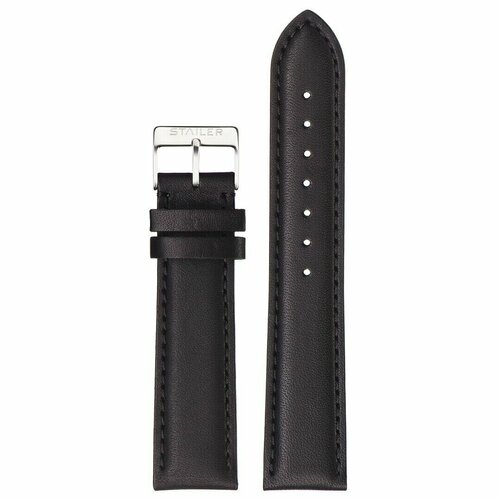 Ремешок Stailer, фактура матовая, гладкая, размер 20/18 L, черный