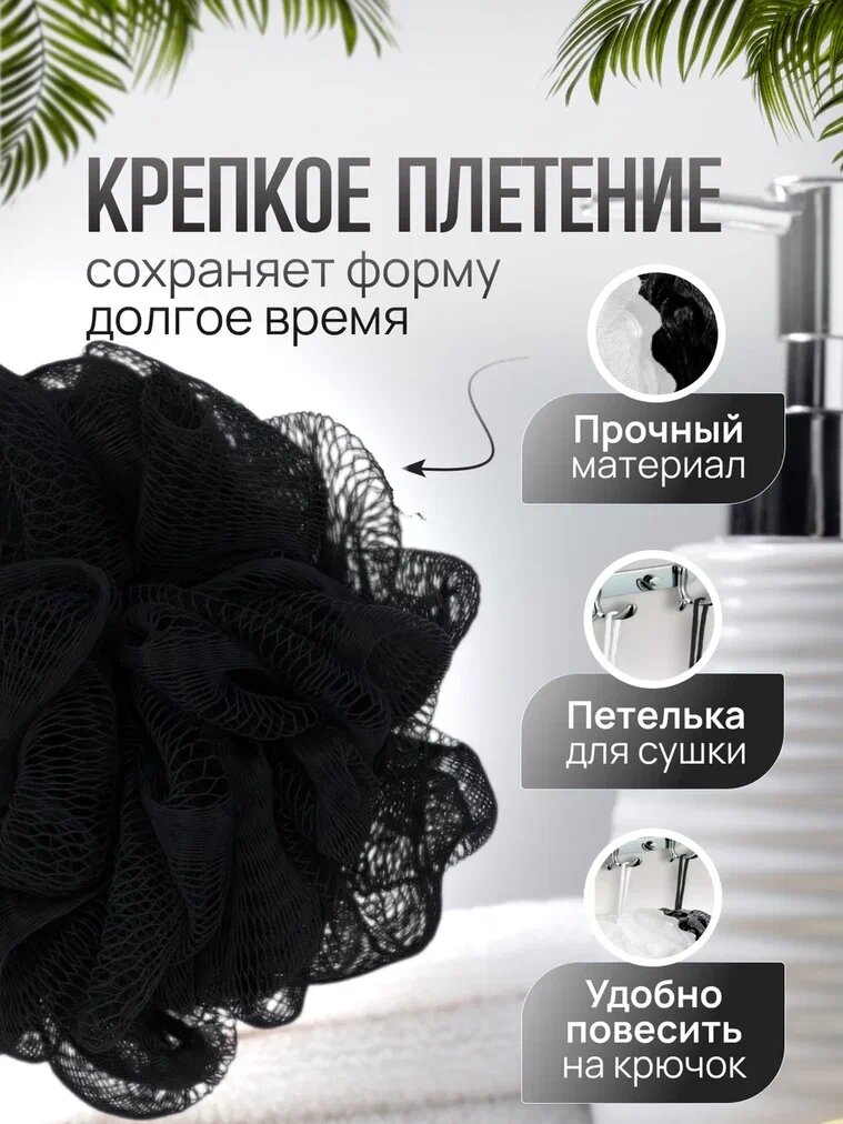 Мочалка для тела набор 2шт PRO CLEANLY, губки для душа ванной и бани, форма шар, мягкие, нейлон — фото 1