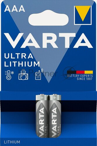 Изображение товара Батарейка литиевая VARTA Ultra Lithium FR03 / AAA BL2 (2) шт. в блистере, 6103301402