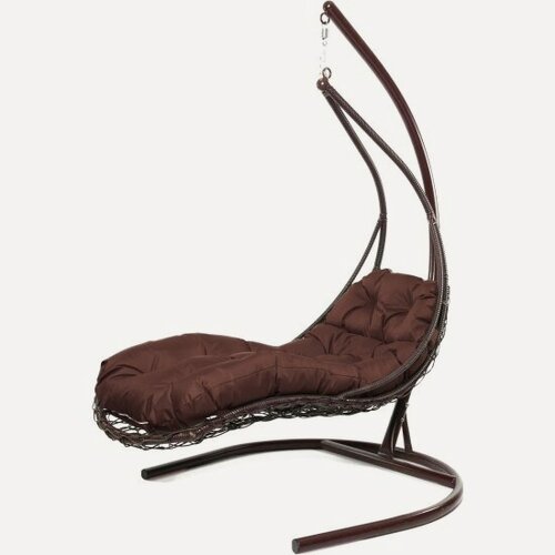 Изображение товара Подвесное кресло M-group лежачее, с ротангом коричневое, коричневая подушка