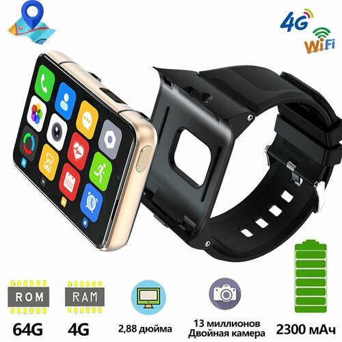 4G Cмарт часы288-дюймовый экран Android 90 4 ГБ64 ГБ камера аккумулятор 2300 мАч умные часы с сим картой 30799₽