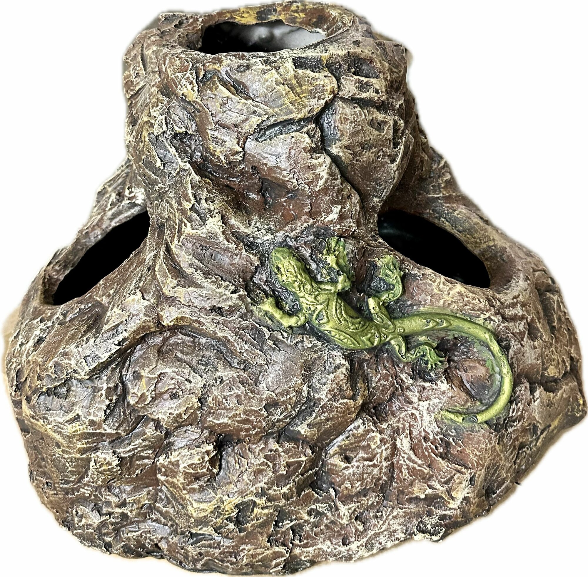 Садовая фигурка для сада и дачи Камень с ящерицами коричневый 35х46х50