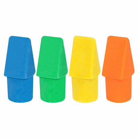 Ластики-колпачки BRAUBERG "Eraser Caps", набор 12 штук, яркие цвета ассорти, блистер, 271994