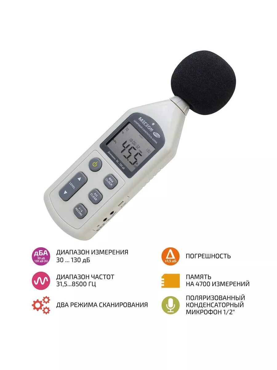 Измерители шума с USB интерфейсом мегеон 92132