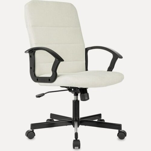 Изображение товара Кресло Бюрократ Triest Fabric молочный Velvet 20 крестов. металл черный