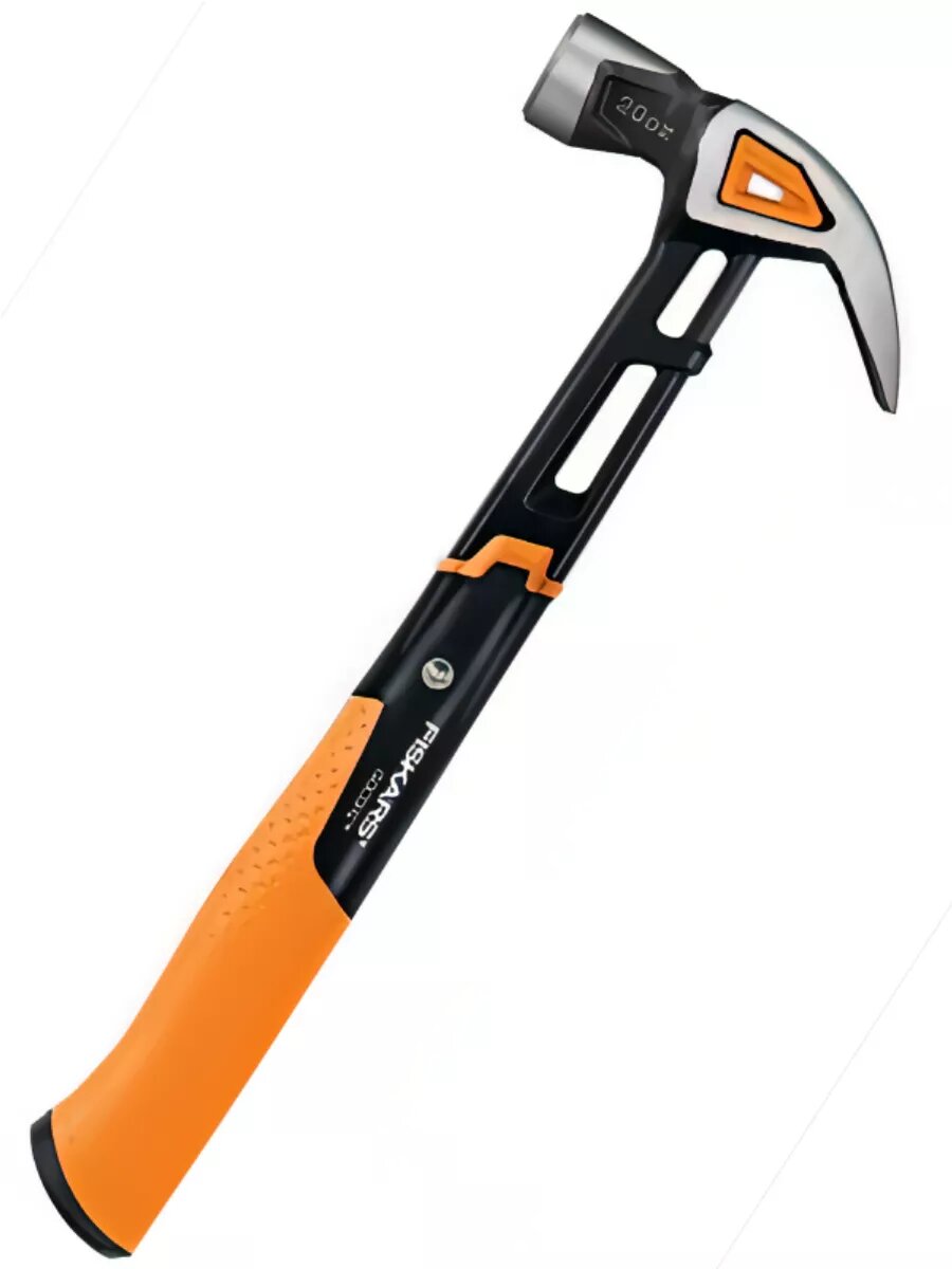 Молоток столярный Fiskars, с гвоздодером, сталь, композитная ручка, 0.8кг (1027203)
