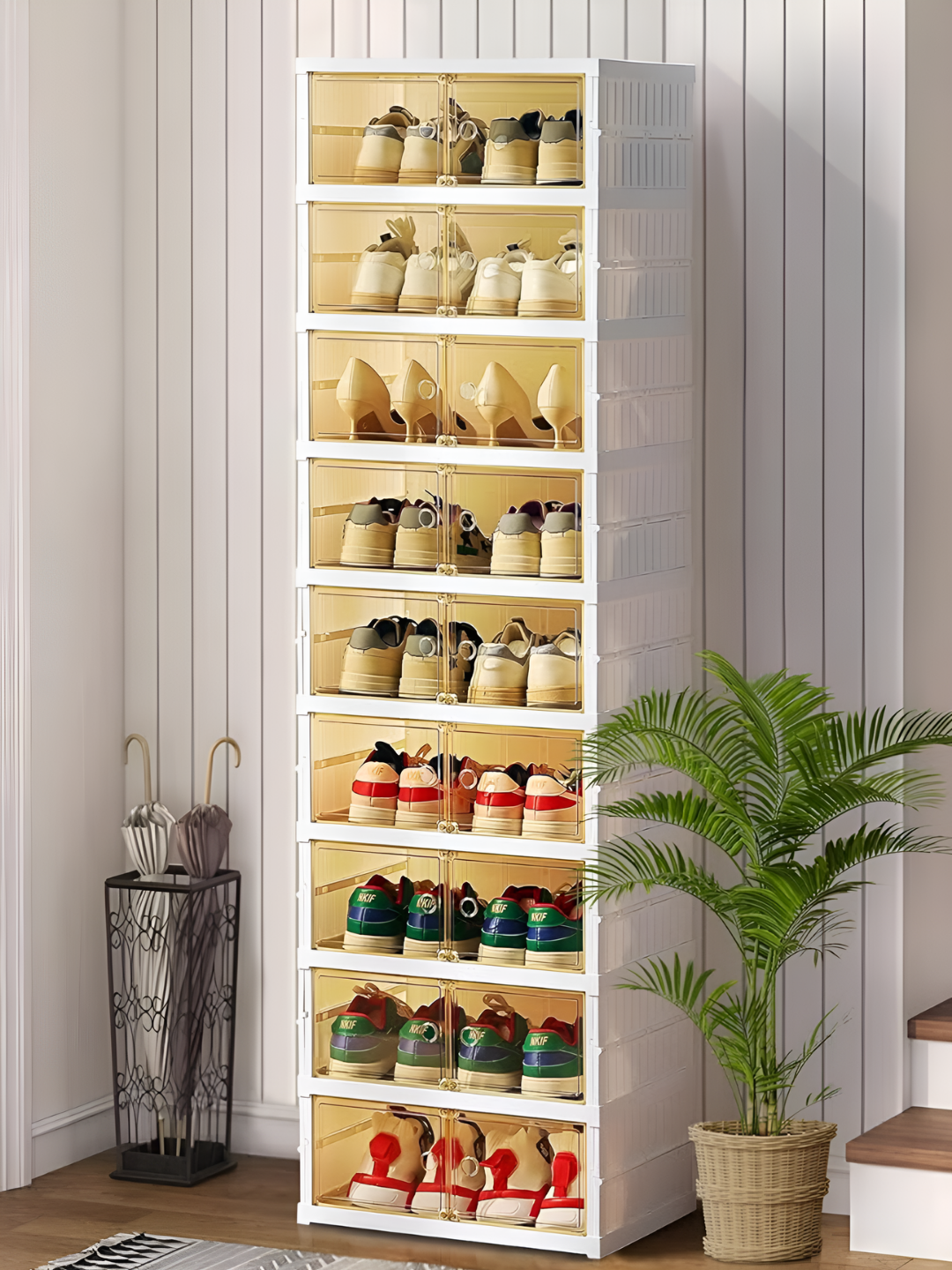 Складной обувной шкаф, 9 уровней 18 ячеек с магнитной дверцей