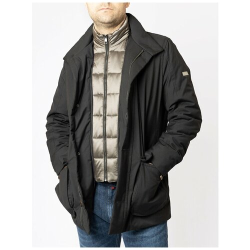 Куртка Pierre Cardin, демисезон/зима, карманы, размер 56, черный