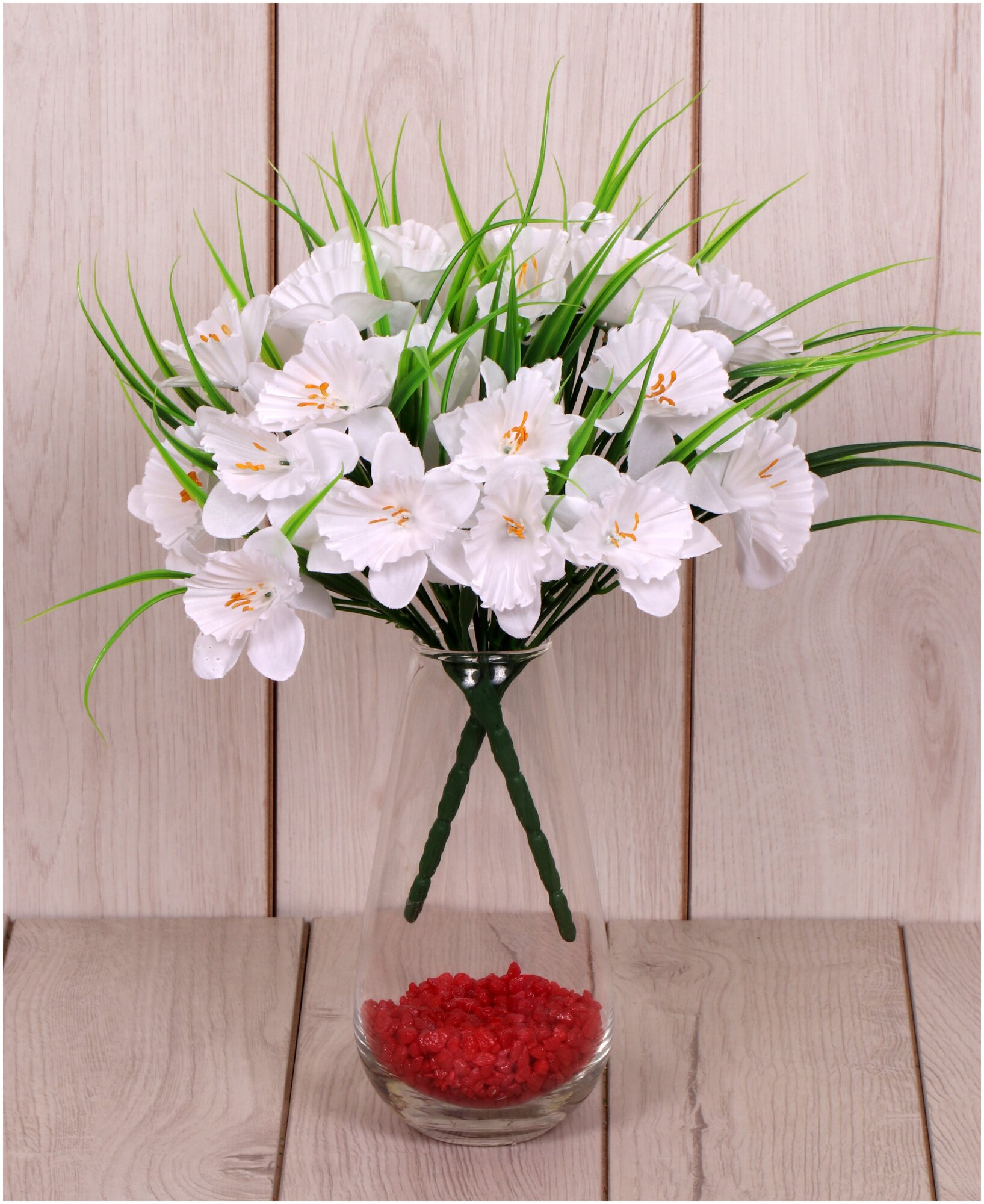 Искусственные цветы / Букет нарциссов 1 шт / Искусственные растения / Белый