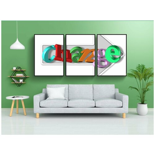 фото Набор модулных постеров для интерьера "стрела, изменения, начинать" 60x90 см. в тубусе, без рамки lotsprints