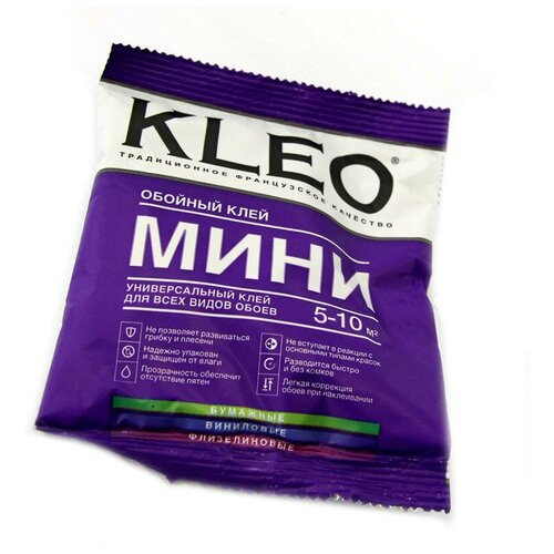 Клей обойный KLEO Мини для всех видов обоев 60 гр обойный клей kleo mini 12 для наклеивания всех видов обоев