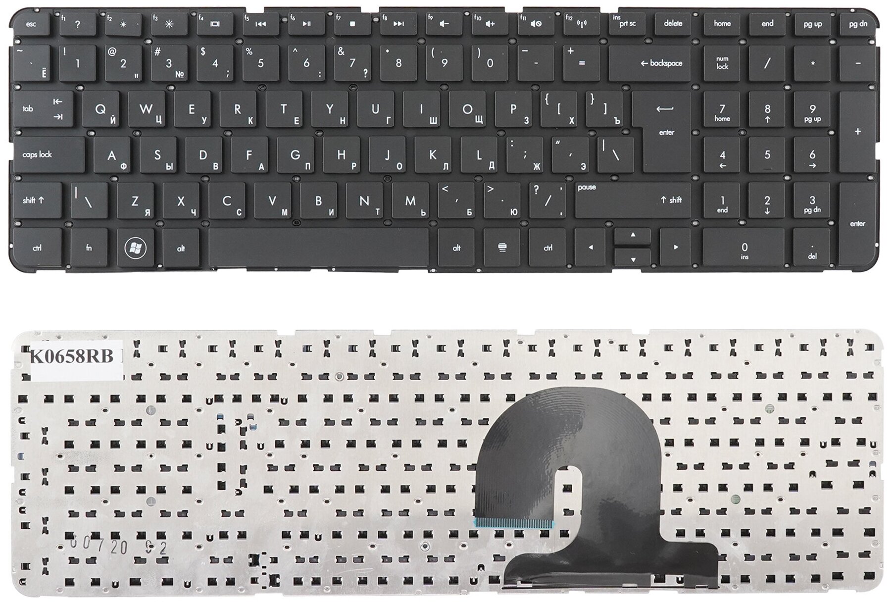 Клавиатура для ноутбука HP dv7-4000 dv7-5000 черная без рамки Г-образный Enter
