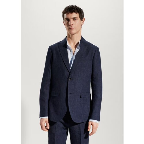 Пиджак MANGO, размер 48, синий пиджак greg силуэт полуприлегающий однобортный размер 50 синий